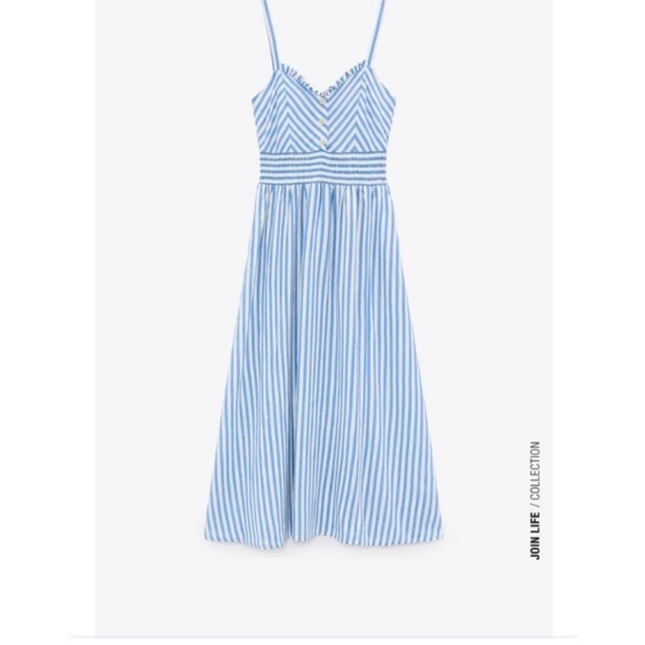 ZARA STRIPED MIDI DRESS NWT - Picture 9 of 14